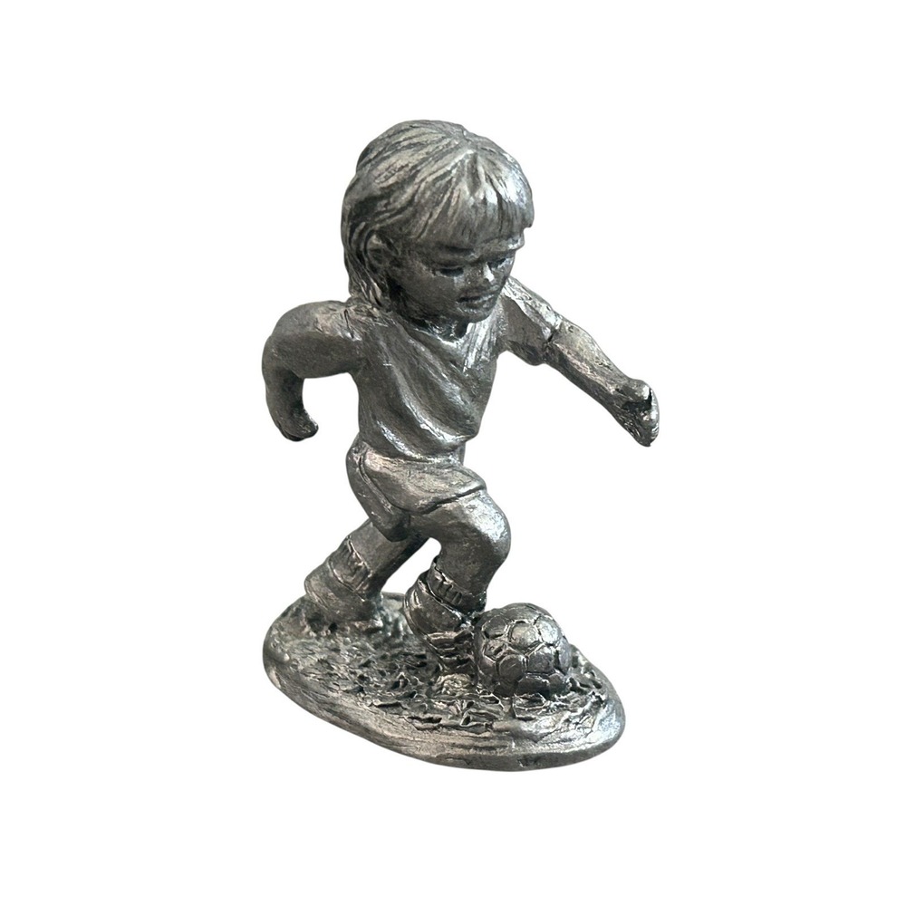 Michael‎ Ricker Pewter Figurine Child Soccer Football Sports Vintage Signed